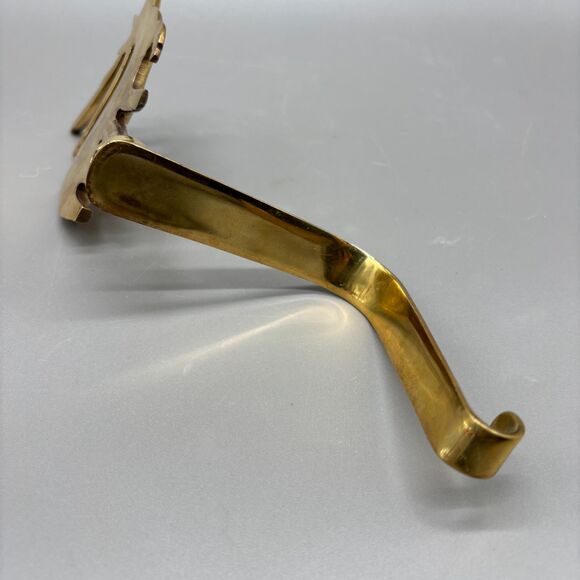 Vintage Solid Brass Reindeer Christmas Stocking Holder Long Arm Mantel Hook MCM - Picture 8 of 10